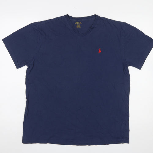 Ralph Lauren Men's Blue Cotton V-Neck Short Sleeve T-Shirt M
