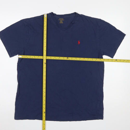 Ralph Lauren Men's Blue Cotton V-Neck Short Sleeve T-Shirt M
