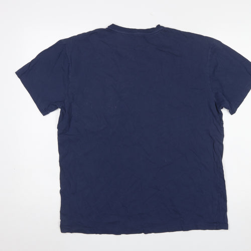 Ralph Lauren Men's Blue Cotton V-Neck Short Sleeve T-Shirt M