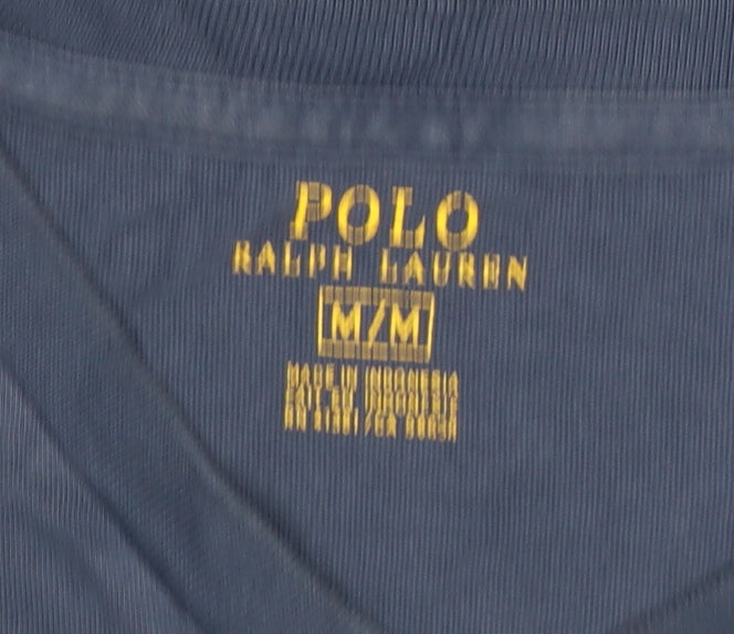 Ralph Lauren Men's Blue Cotton V-Neck Short Sleeve T-Shirt M