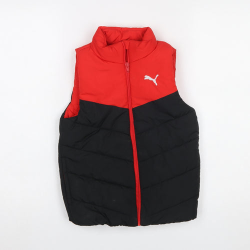 Puma Boys Red and Black Puffer Gilet 7-8 Years Sleeveless Jacket