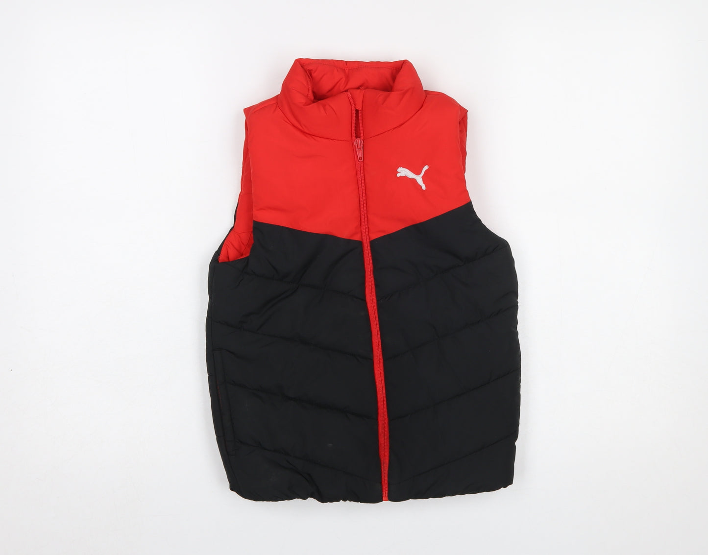 Puma Boys Red and Black Puffer Gilet 7-8 Years Sleeveless Jacket