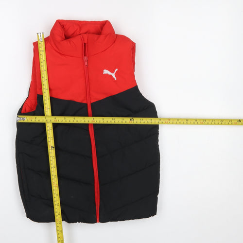 Puma Boys Red and Black Puffer Gilet 7-8 Years Sleeveless Jacket