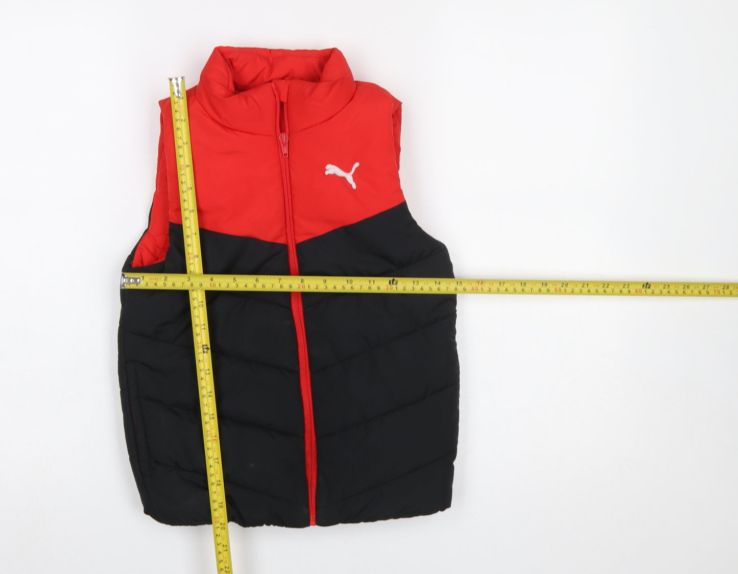 Puma Boys Red and Black Puffer Gilet 7-8 Years Sleeveless Jacket