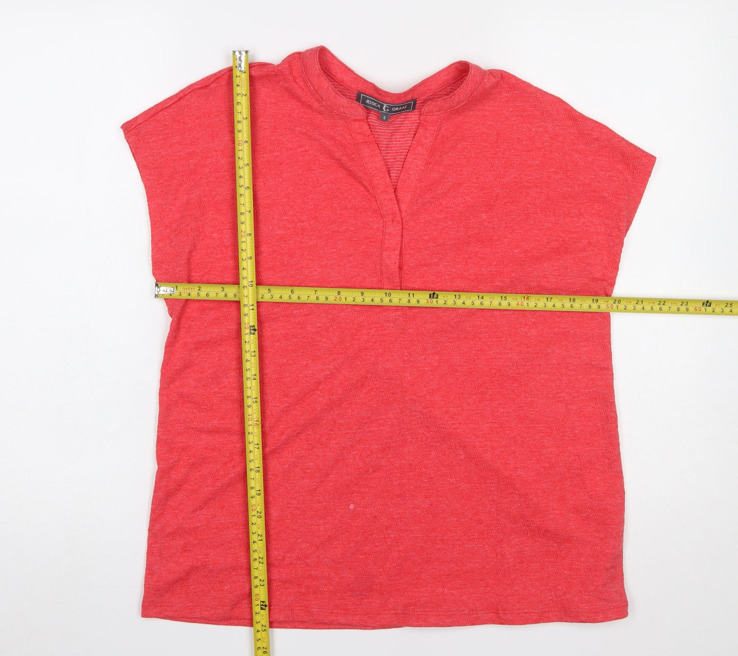 Jessica Graaf Women's Red Basic V-Neck Jersey T-Shirt Size S