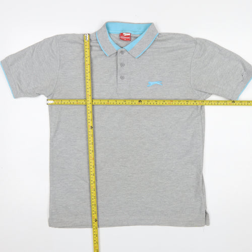 Slazenger Men's Grey Polo Shirt Size M Regular Fit Casual Sportswear