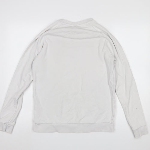 Adidas Men's White Small Crew Neck Pullover Sweatshirt