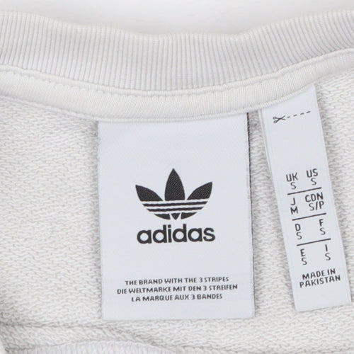Adidas Men's White Small Crew Neck Pullover Sweatshirt