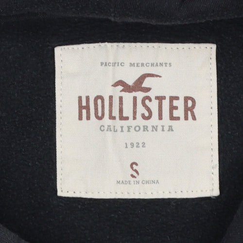 Hollister Mens Black Small Pullover Hoodie Fleece Logo Sweatshirt