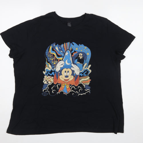 Disney Gildan Women’s Black XL Graphic T-Shirt Mickey Fantasia 100% Cotton