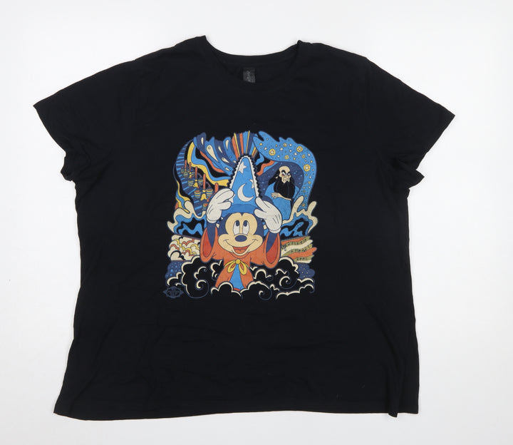 Disney Gildan Women’s Black XL Graphic T-Shirt Mickey Fantasia 100% Cotton