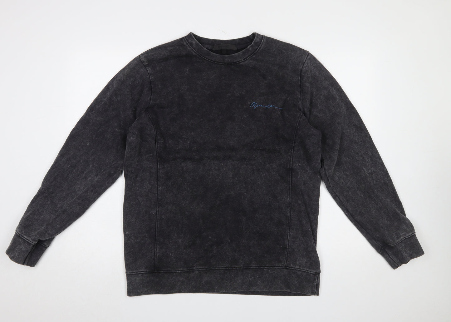 Mennace Men's Black Cotton Crew Neck Sweatshirt Size S Regular Fit