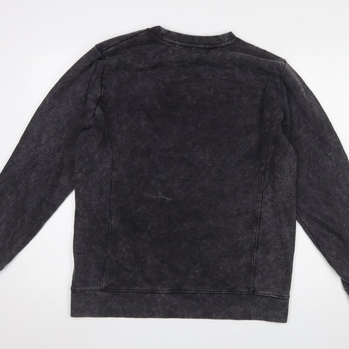 Mennace Men's Black Cotton Crew Neck Sweatshirt Size S Regular Fit