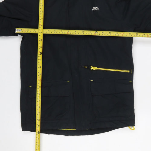 Trespass Boys Black Waterproof Hooded Parka Coat 7-8 Years