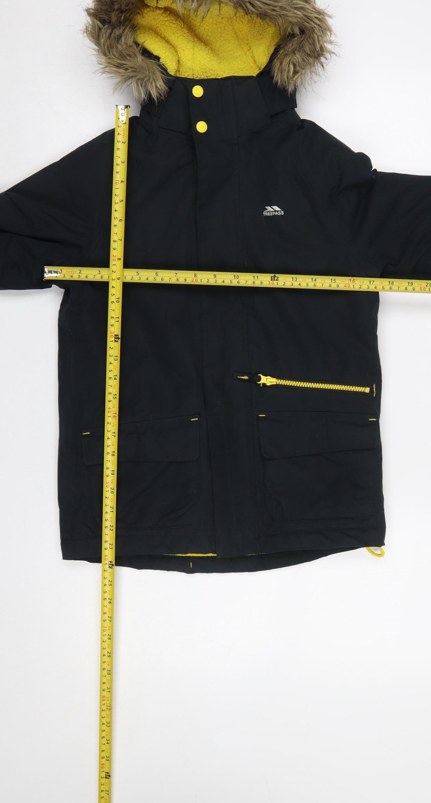 Trespass Boys Black Waterproof Hooded Parka Coat 7-8 Years