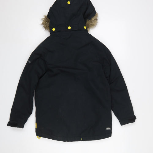 Trespass Boys Black Waterproof Hooded Parka Coat 7-8 Years