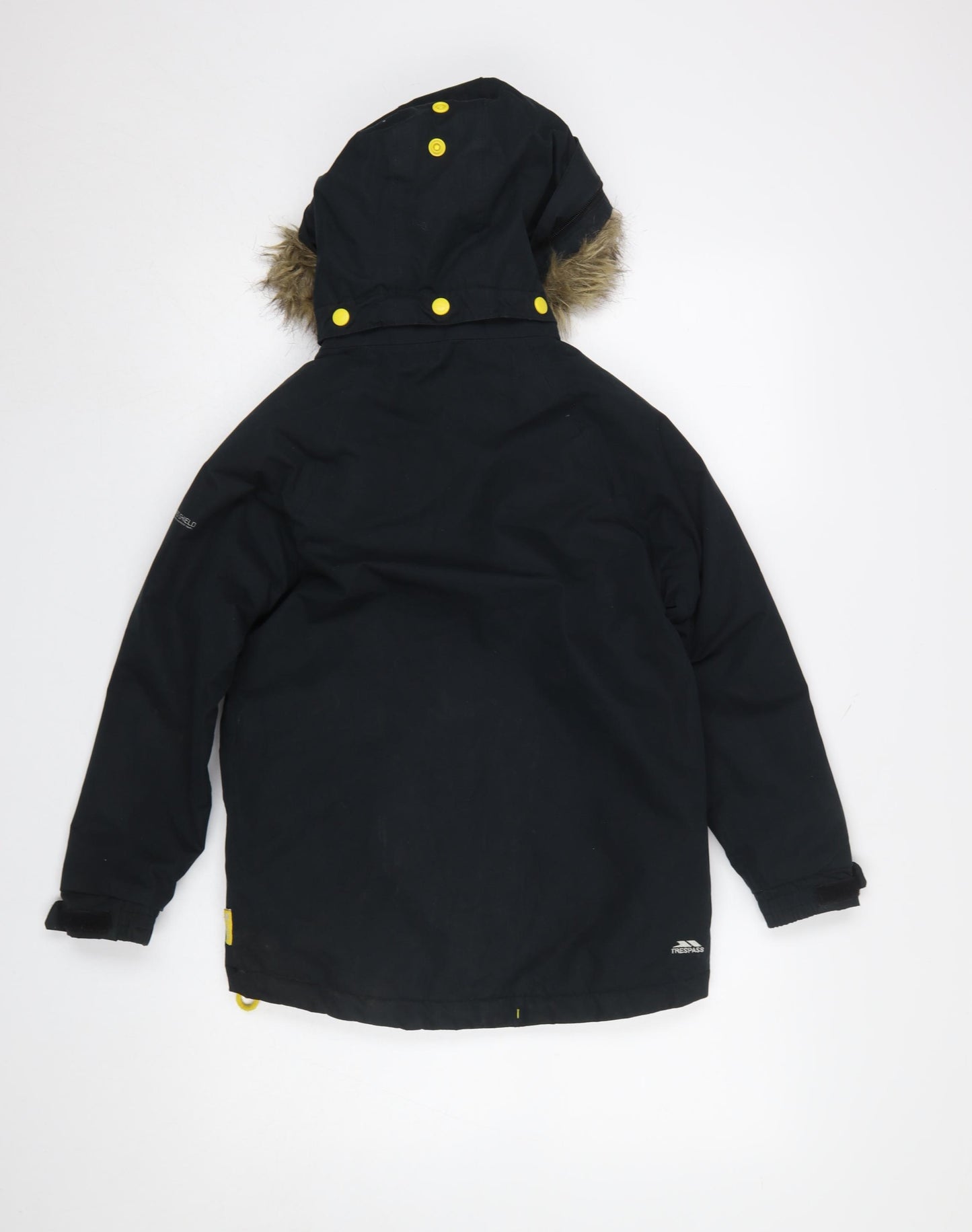 Trespass Boys Black Waterproof Hooded Parka Coat 7-8 Years