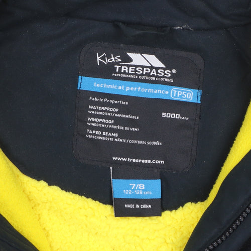 Trespass Boys Black Waterproof Hooded Parka Coat 7-8 Years