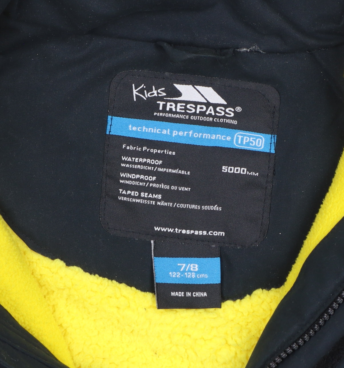 Trespass Boys Black Waterproof Hooded Parka Coat 7-8 Years