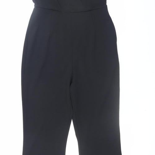 Girl in Mind Black Sleeveless Jumpsuit UK 10 Flared Leg Zip Back