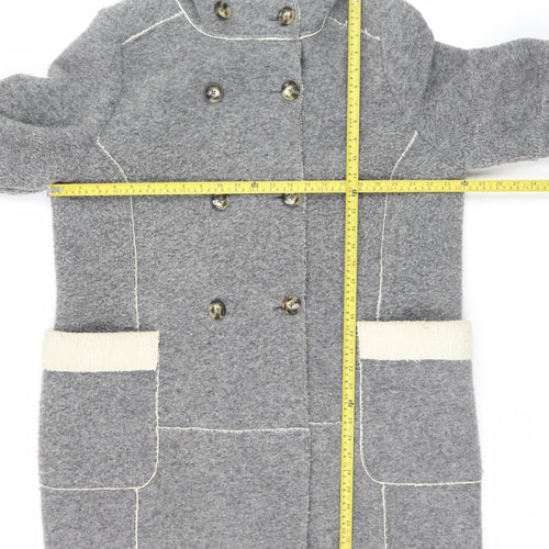 Marks and Spencer Women Grey Wool Blend Hooded Overcoat Size 18
