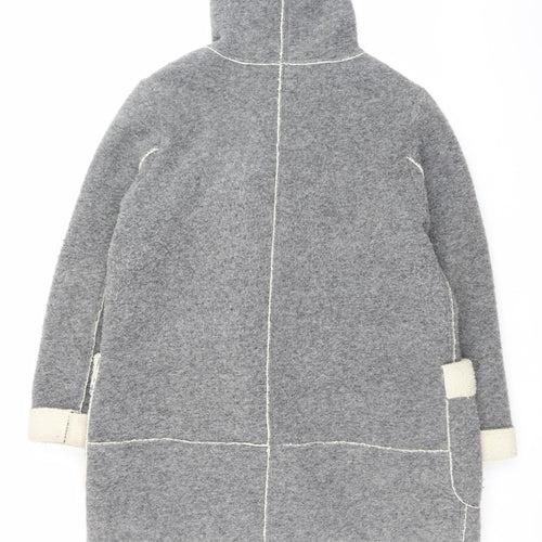 Marks and Spencer Women Grey Wool Blend Hooded Overcoat Size 18