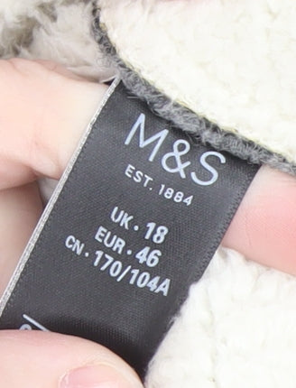 Marks and Spencer Women Grey Wool Blend Hooded Overcoat Size 18