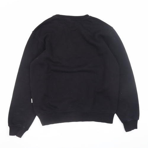 NICCE Mens Black Pullover Sweatshirt Medium Crew Neck Logo Jumper