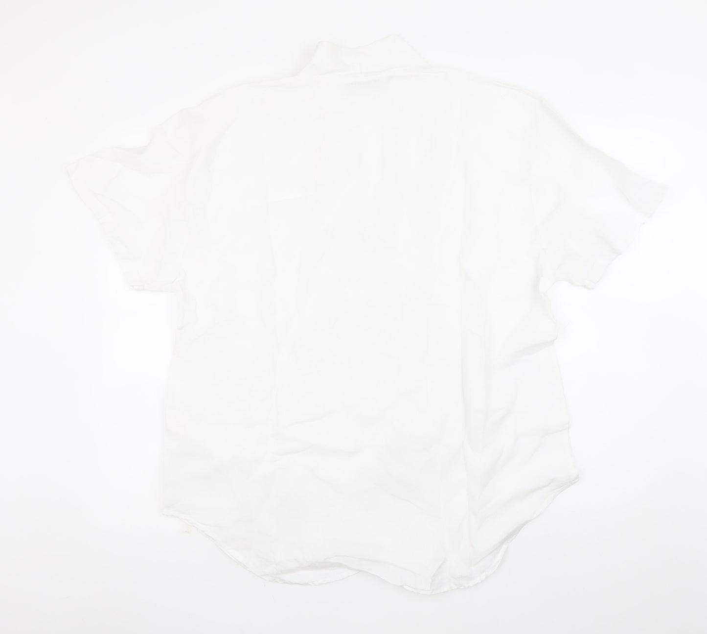 Puro Lino Men's White Linen Short Sleeve V-Neck Casual T-Shirt 2XL