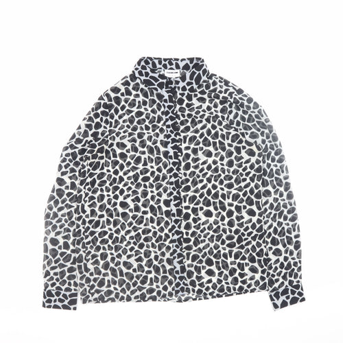 Noisy May Women’s Black Animal Print Chiffon Button-Up Shirt Size S