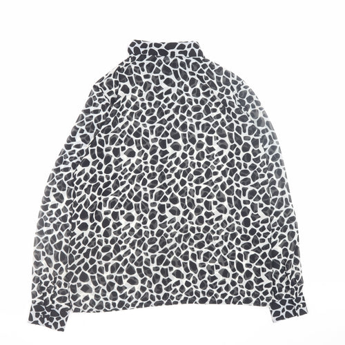 Noisy May Women’s Black Animal Print Chiffon Button-Up Shirt Size S
