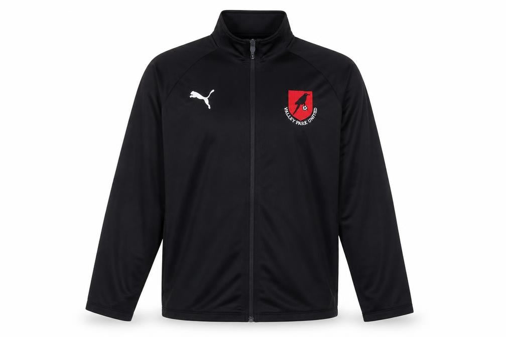 Front view of Puma Men’s Black Football Training Track Jacket L Full Zip Polyester