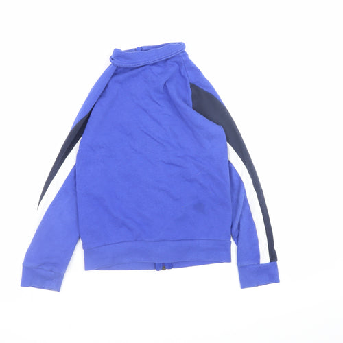 Adidas Boys Blue Full Zip Sweatshirt 7-8 Years Logo Sports Top