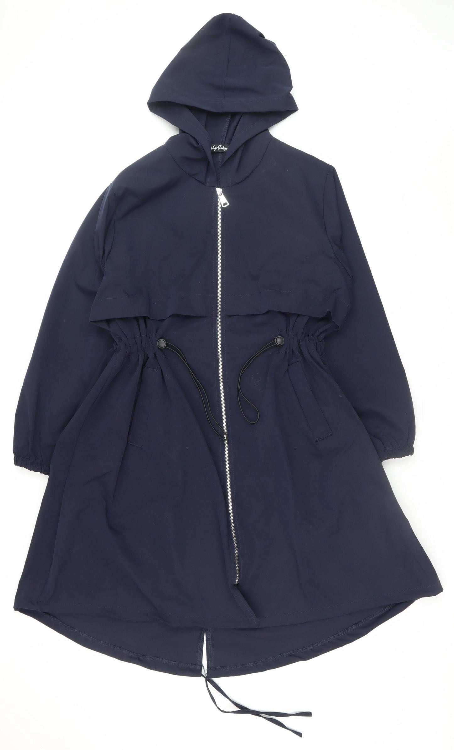 Virgo Boutique Women Blue Hooded Long Parka Coat Size 10