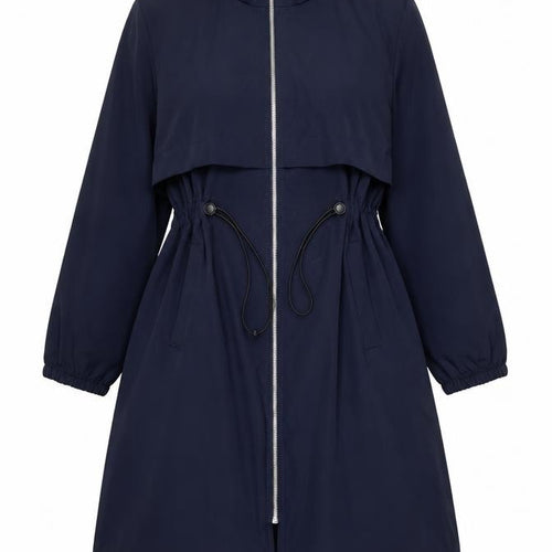 Virgo Boutique Women Blue Hooded Long Parka Coat Size 10