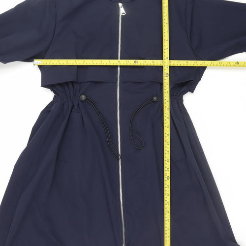 Virgo Boutique Women Blue Hooded Long Parka Coat Size 10