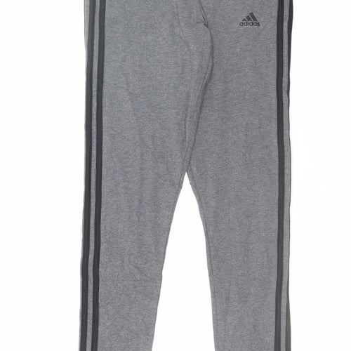 Adidas Womens Grey Small Ankle Leggings Stretch Cotton Blend
