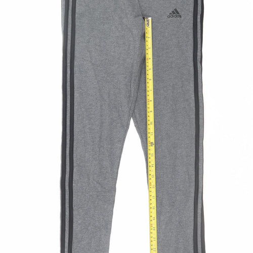 Adidas Womens Grey Small Ankle Leggings Stretch Cotton Blend