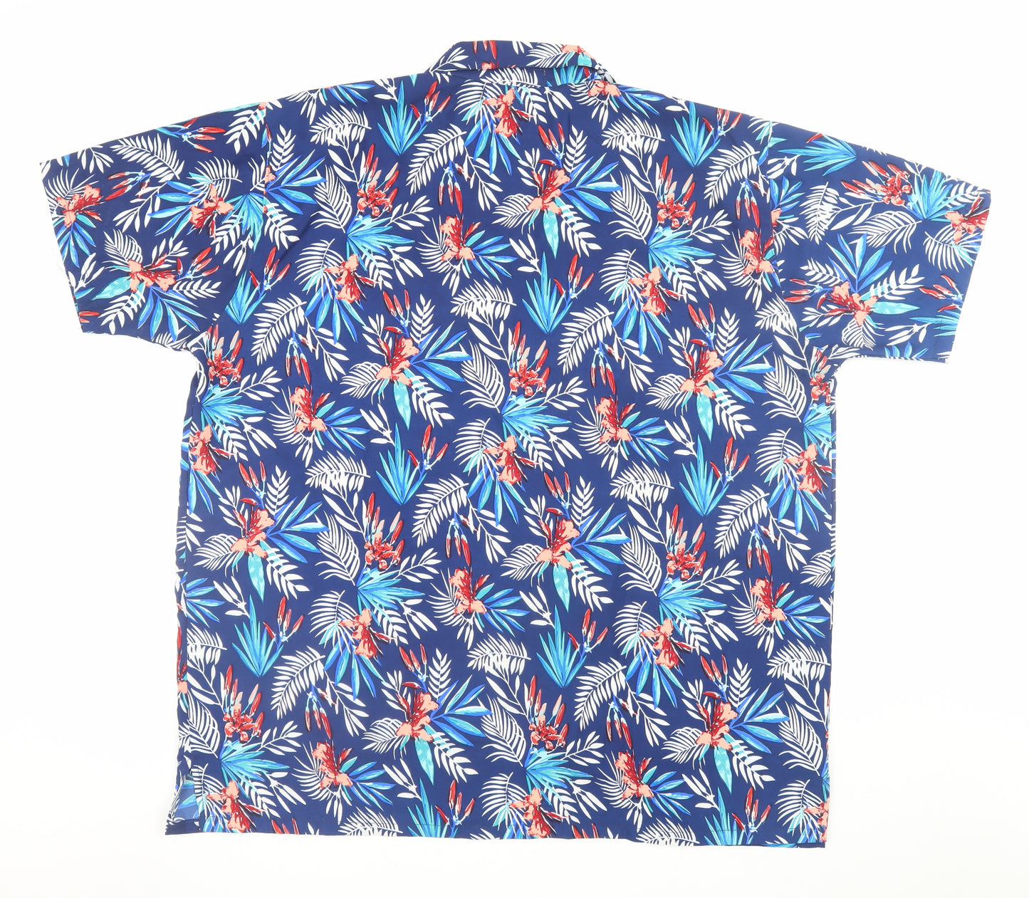Don Amigo Men's Blue Hawaiian Floral Short Sleeve Button-Up Shirt L