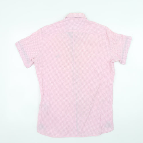 Bewley Ritch Men's Pink Slim Fit Short Sleeve Button-Up Shirt S