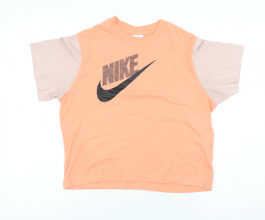 Nike Teens Orange Short Sleeve Cotton T-Shirt L Regular Fit