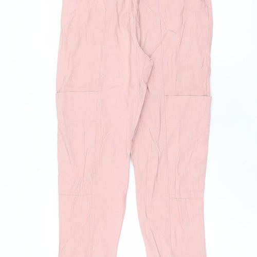 Zara Womens Pink Cargo Trousers XS Viscose Blend Elastic Waist