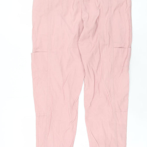 Zara Womens Pink Cargo Trousers XS Viscose Blend Elastic Waist