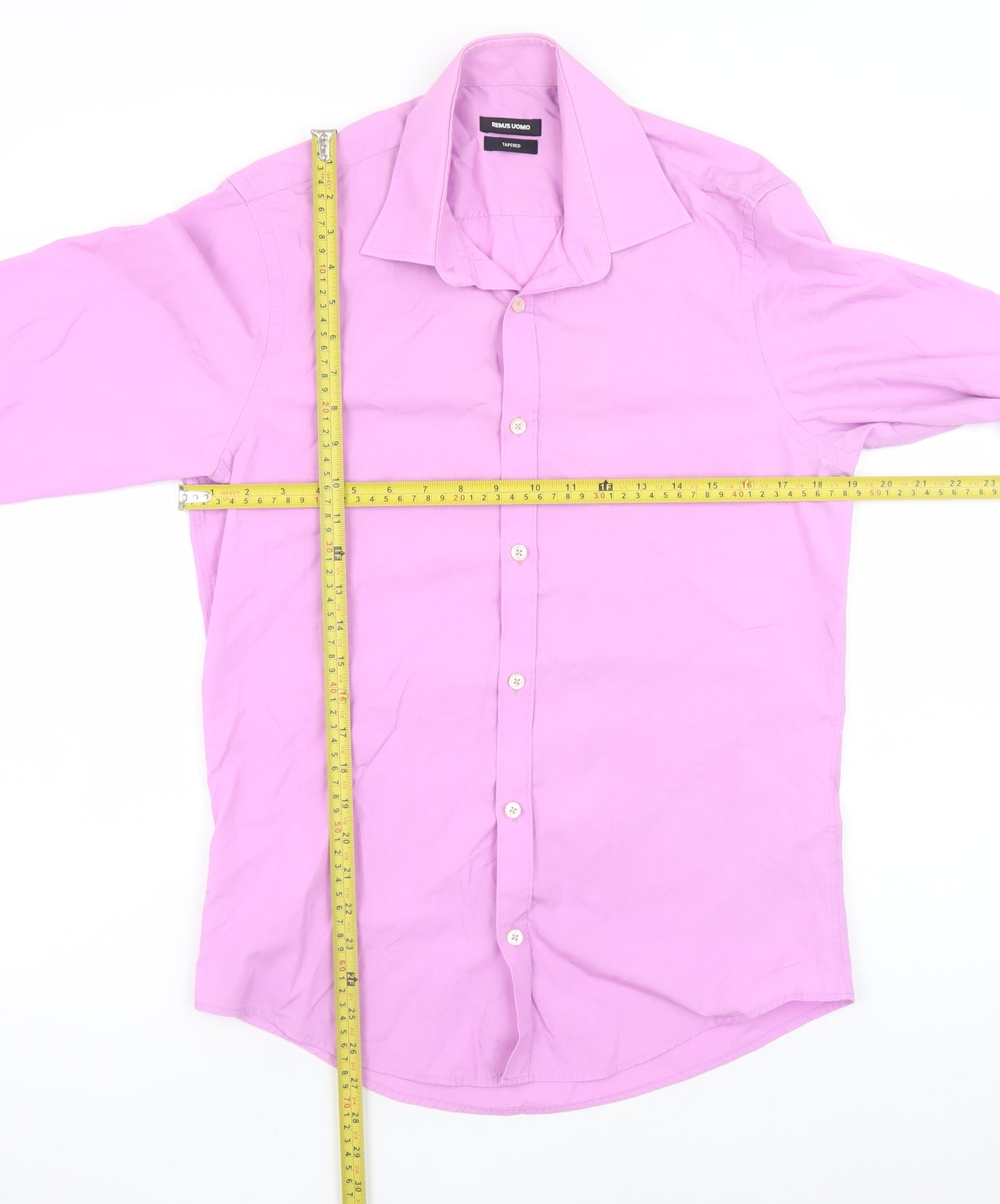 Remus Uomo Men's Pink Tapered Formal Dress Shirt Size 15/38 Long Sleeve