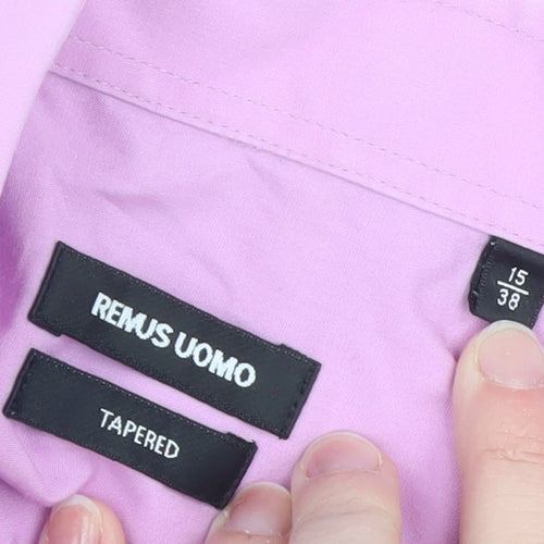 Remus Uomo Men's Pink Tapered Formal Dress Shirt Size 15/38 Long Sleeve