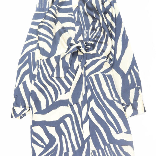F&F Women’s Blue Animal Print Belted Shirt Dress Size 10