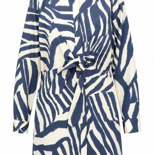 F&F Women’s Blue Animal Print Belted Shirt Dress Size 10