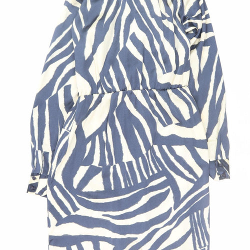 F&F Women’s Blue Animal Print Belted Shirt Dress Size 10