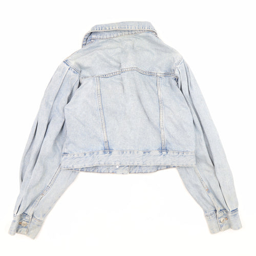 Zara Women's Blue Cropped Denim Jacket Size S Button Front