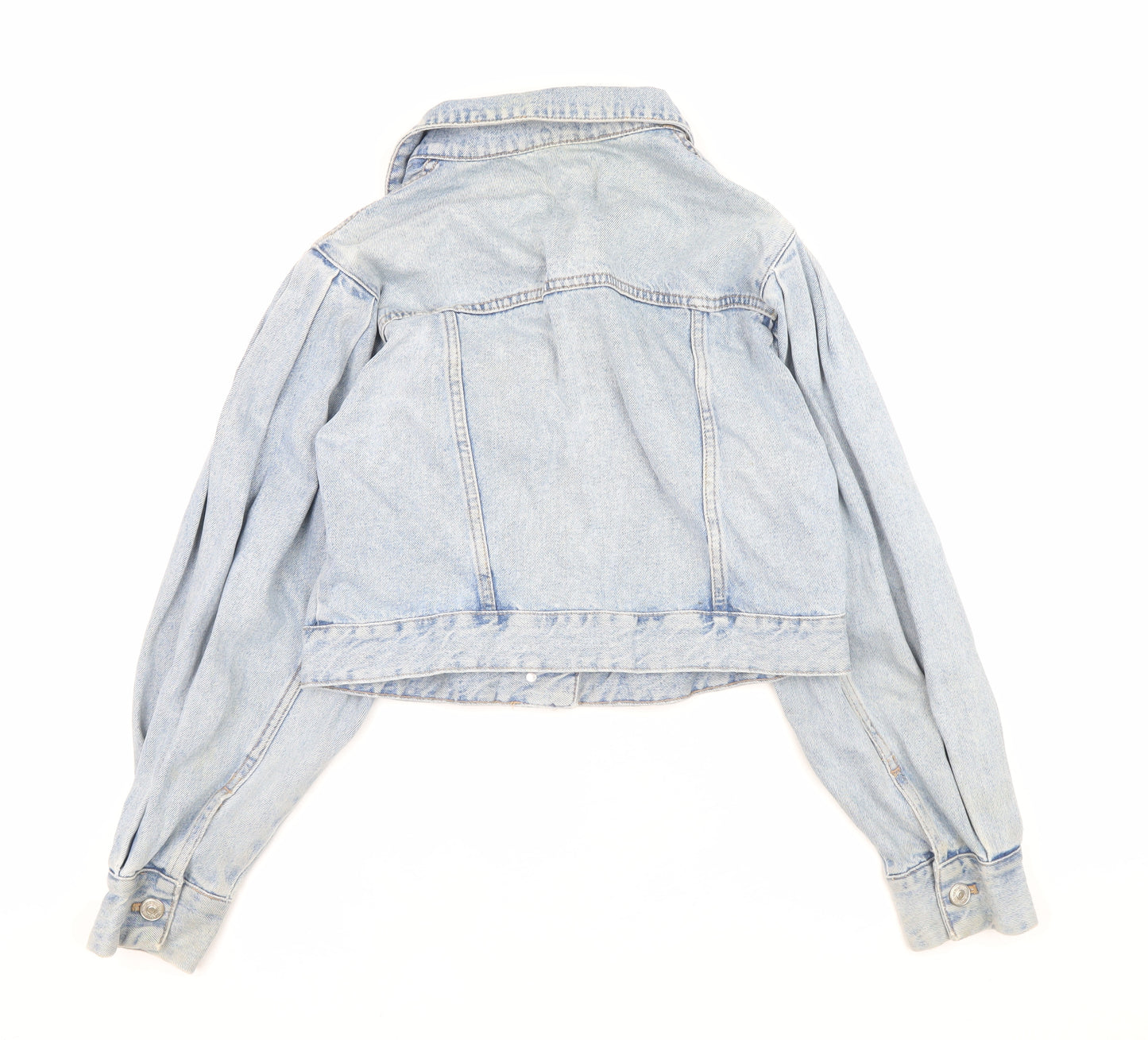 Zara Women's Blue Cropped Denim Jacket Size S Button Front
